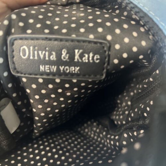 Olivia & Kate Blue Crossbody Mini Backpack Checkered Strap - Picture 5 of 5